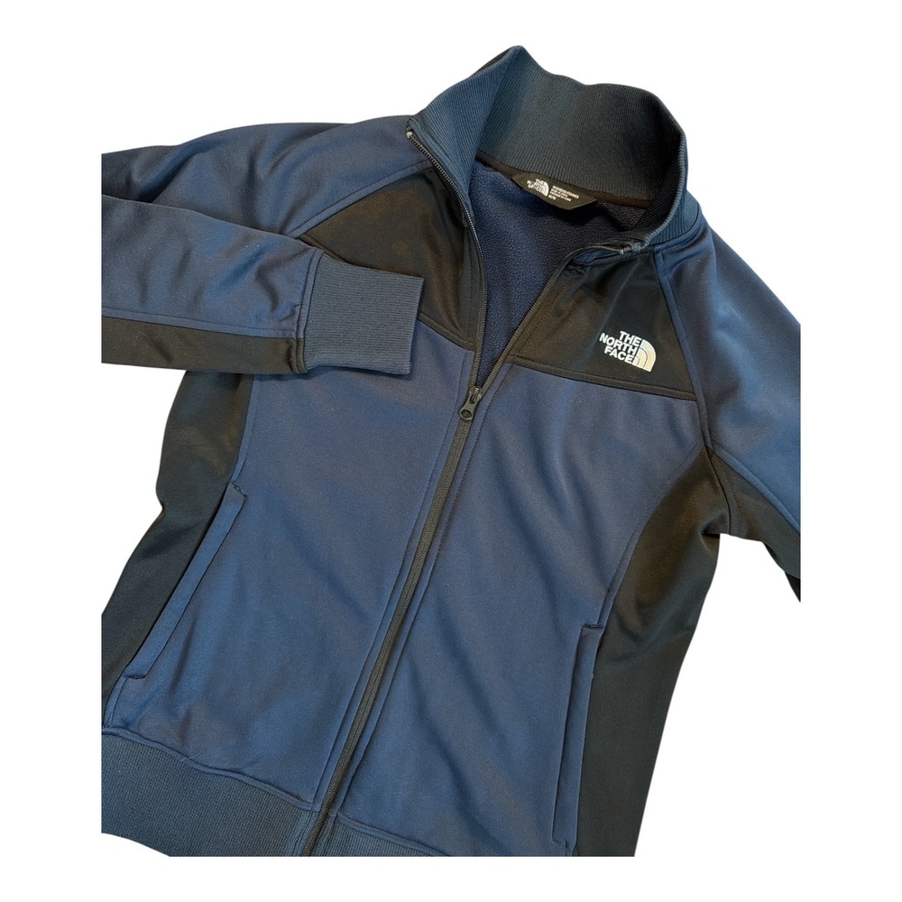 The North Face Womens Track Jacket Navy Blue Black Full Zip Mock Neck Medium
